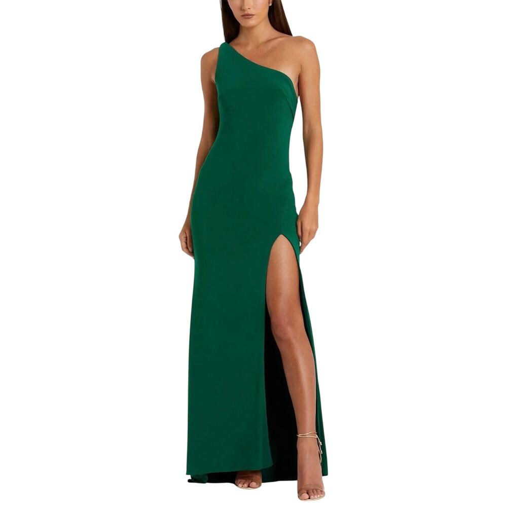 Mac Duggal 26512 Green Evening Gown Backless One Shoulder Column Dress Size 6
